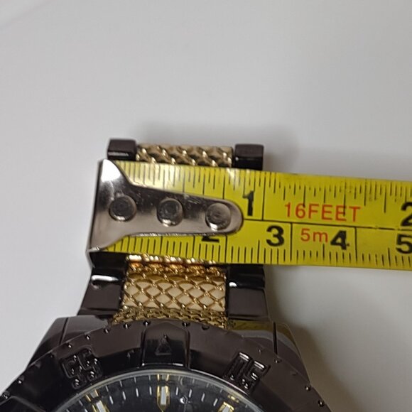 8 Inch Black And Gold Tone Large Analog Watch - Picture 13 of 14